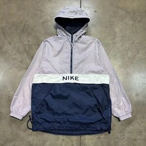 Vintage Nike Mens Half Zip Windbreaker Anorak Jacket Lavender Navy Blue M